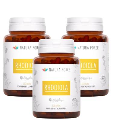 NATURA FORCE Rhodiola Rosea Highly Titled in Salidrosides and Rosavines - Promotes Good Emotional Balance - Restores Strength and Energy - 3 Boxes of 120 Vegetable Capsules