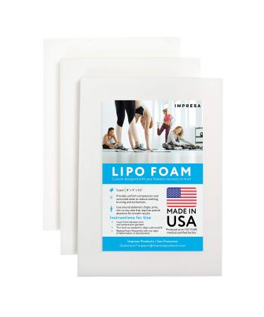 3 Pack Impresa Lipo Foam - Post Surgery Liposuction Foam for Use with Post Liposuction Surgery Compression Garments  Made in The USA