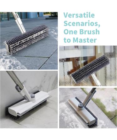 AIR U Floor Scrub Brush with Long Handle 3 in 1 Scrape and Heavy Duty Stiff Bristle Scrubber Brush - White - Buy Online on GoSupps.com