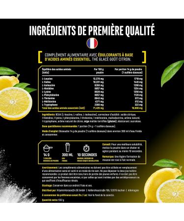  GEN GERMAN ELITE NUTRITION EAA powder 532g (38 servings) - The 9 essential amino acids incl. histidine & BCAA - Human Code formula - Vegan - Very good solubility - Refreshing amino acid drink (Ice Tea Lemon) - Buy Online on GoSupps.com