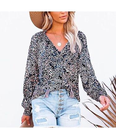Bohemian Lantern Sleeve Oversized T-Shirt for Women - Black Drawstring V-Neck Blouse | Medium - Buy Online on GoSupps.com