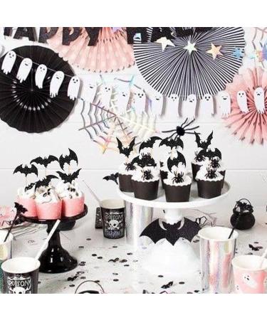 24 Pack Halloween Bat Cupcake Toppers Black Glitter Bat Halloween Cupcake Picks Happy Halloween Cake Decorations for Baby Shower Kids Birthday Party Cake Decorations Supplies 1-black - Buy Online on GoSupps.com
