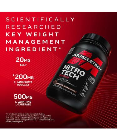 Muscletech Nitro-Tech Ripped Protein Powder 4lbs | Whey Protein Isolate for Weight Loss | Chocolate Fudge Brownie Flavor | 42 Servings - Buy Online on GoSupps.com