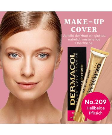 Dermacol Full Coverage Foundation - Matte Liquid Makeup with SPF 30 Waterproof for Oily Skin & Dark Circles Long-Lasting 30g Color 209 - Buy Online on GoSupps.com
