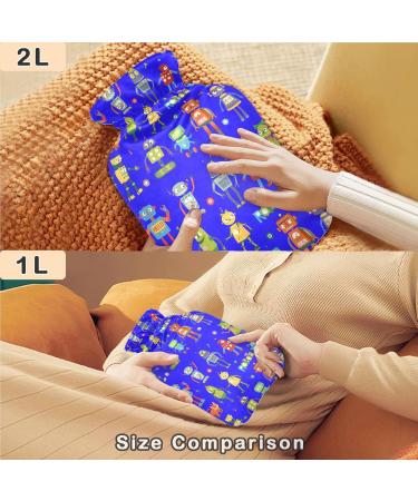 NAANLE Cartoon Robot Heating Bag - 2L Transparent Hot Water Bottle for Pain Relief & Therapy | Large Sized for Bed Hand and Foot - Buy Online on GoSupps.com