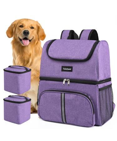 Txinrbaod Dog Bag Weekend Pet Travel Supplies Set for Dog and Cat with 2 Feeding Baskets Purple Violet