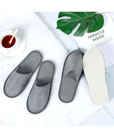 SATINIOR 12 Pairs Disposable Spa Slippers - Non-Slip Closed Toe Hotel Slippers - Grey - Medium-Large Size - Ideal for Women and Men - Buy Online on GoSupps.com