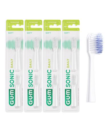 Gum Sonic Daily Replacement brush heads for GUM Sonic Daily Schalltzahnbrush / Sweet microfine bristles for gentle thorough cleaning every day / 4 x 2 pieces (white) - Buy Online on GoSupps.com