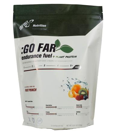 Infinit Nutrition Go Far Endurance Fuel + Plant Protein - All-in-one 280 Calories Per Serving Vegan Sport Hydration Drink Mix - No Gels Bars or Salt Pills Natural Carbs Electrolytes - Fruit Punch