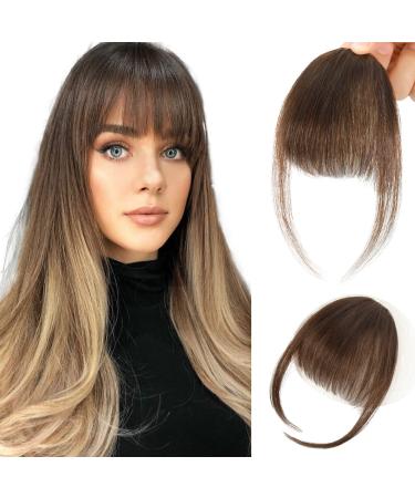 REECHO Clip in Bangs 100% Human Hair Clip in Hair Extensions  Fake Bangs Fringe with Temples Hairpieces for Women Daily Wear (Air Bangs  Medium Brown) Air Bangs Medium Brown