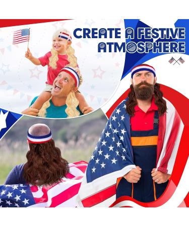 Mullet Wig USA Headband American Flag Style 4th of July Accessories - Blonde/Brown - Buy Online on GoSupps.com