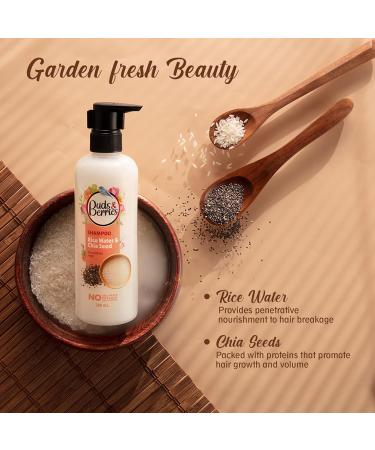 Buds & Berries Rice Water & Chia Seeds Shampoo - Sulfate-Free Paraben-Free Nourishment for Strong Healthy Hair - 300 ml - Buy Online on GoSupps.com