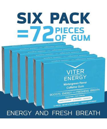 Buy Viter Energy Caffeinated Gum - 60mg Caffeine & B Vitamins - Sugar Free Wintergreen - 12pcs x 6 Packs - Boost Energy Anytime - Buy Online on GoSupps.com