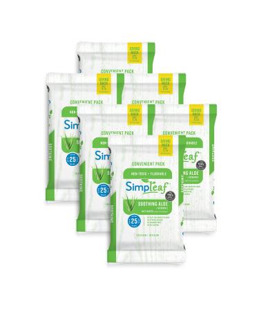Simpleaf Flushable Wet Wipes For Adults - Eco- Friendly, Paraben & Alcohol Free - Septic Safe, Hypoallergenic for Sensitive Skin - Infused with Soothing Aloe Vera & Vitamin E, 6 Pack (25 Count) Aloe Vera 6 Pack (25 Count)