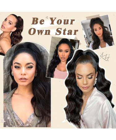 BARSDAR 40 cm Dark Brown Wavy Curly Ponytail Hair Extension for Women & Girls - Synthetic Hair Part - Buy Online on GoSupps.com