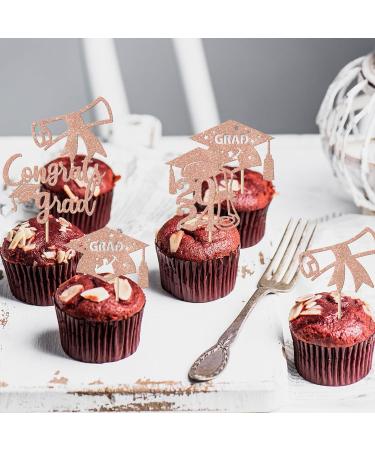 Xsstarmi 36 Pack Glitter 2024 Graduation Cupcake Toppers Class of 2024 Graduation Cap Diploma Cupcake Food Picks Congrats Grad 2024 Graduation Party Cake Decorations Rose Gold - Buy Online on GoSupps.com