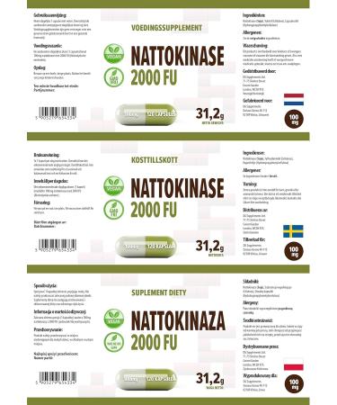 Nattokinase 120 Vegan Capsules - 100mg 20 000 FU/g Non-GMO Laboratory Tested High Dosage - International Shipping Available - Buy Online on GoSupps.com