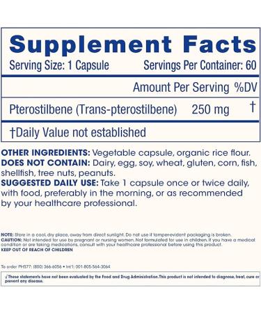 ProHealth Pterostilbene Pro 250 | Powerful Antioxidant for Longevity & Heart Health | Supports Healthy Aging & Brain Cell Health | 60 Capsules - Buy Online on GoSupps.com