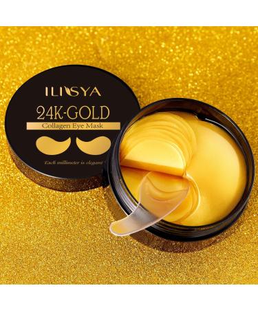 24K Gold Eye Masks Under Eye Collagen Patches Eye Gel for Dark Circles Puffy Eyes Under Eye Bags Moisturizing Eye Treatment Masks-60pcs - Buy Online on GoSupps.com