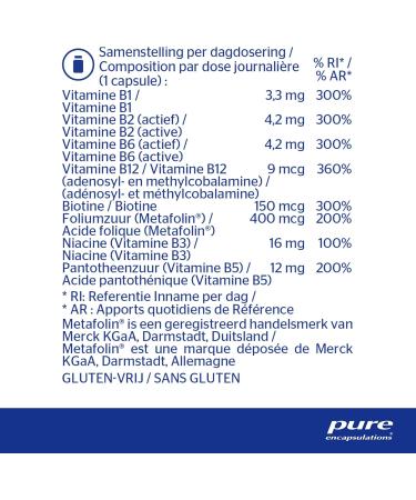 Pure Encapsulations BComplex For the daily supply of all B vitamins Normal Energy Metabolism 60 Capsules - Buy Online on GoSupps.com