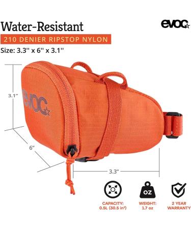 EVOC Bike Seat Bag Tour - Universal Fit Storage Bag for Road & Mountain Bikes L/M Orange - 1L Capacity - Buy Online on GoSupps.com