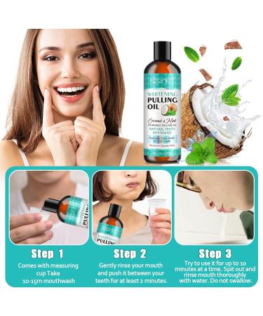 Coconut Oil Pulling Mouthwash - Mint Oil for Teeth Whitening & Fresh Breath | Natural Essential Oils | Alcohol Free 237ml - Buy Online on GoSupps.com