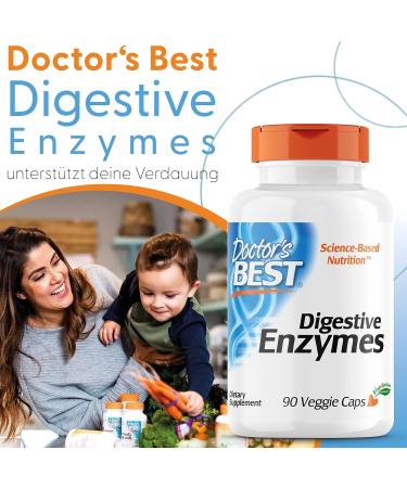Doctor's Best Digestive Enzyme - 90 Vegetarian Capsules | Gluten-Free Soy-Free Non-GMO Enzyme Mix - Laboratory Tested for Optimal Digestion - Buy Online on GoSupps.com