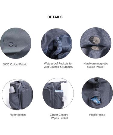 Large Gray Diaper Bag Stroller | Adjustable Shoulder Strap Mama Handbag | Oxford Fabric Travel Bag for Newborns - Buy Online on GoSupps.com