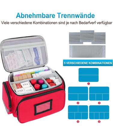 Jamiukro Medical Organizer Bag | Tasch Empty Emergency Travel Storage for Nurses | Pill Bottle Organizer & Medication Travel Bag - Red - Buy Online on GoSupps.com