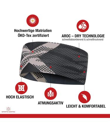Sports Headband for Turning - Lightweight Elastic Quick-Drying Ideal for Hiking Running Biking and Skiing - Black Gray - Single Pack - Buy Online on GoSupps.com