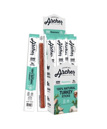 Rosemary Turkey Sticks by Country Archer, 100% Natural, Gluten Free, High Protein Snacks, 1 Ounce, 18 Count 1 Ounce (Pack of 18)