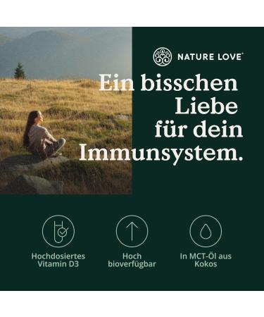 Nature Love Vitamin D3 1000 - High Dose Liquid Supplement with MCT Oil | 50ml | Highly Bioavailable & Pure - Buy Online on GoSupps.com