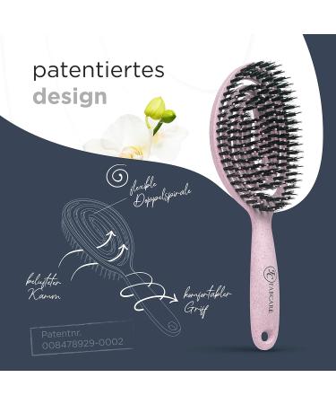 Fabcare Organic Hairbrush - Wild Boar Bristles Round Detangler Brush for All Hair Types | Pink - Includes Ebook Professional Hair Care - Buy Online on GoSupps.com