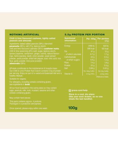 Graze - Chilli & Lime Savory Snacks - Vegan Savoury Snacks High in Protein & Fibre - Pack of 8 snacks Chilli&Lime 8 count - Buy Online on GoSupps.com