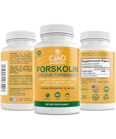 Ciao Nutrition Forskolin Supplement - Metabolism Booster and Appetite Suppressant - 500mg 60 Capsules - Buy Online on GoSupps.com