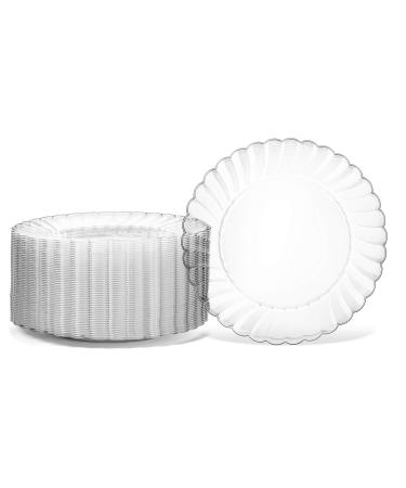 Premium Hard Plastic Plate Set By Oasis Creations - 100 x 6 Clear Round Plates - Washable & Reusable - Party Supplies For Birthdays, Celebrations, Buffets, Fiestas, Catering & More 6 inches, 100 pack Clear