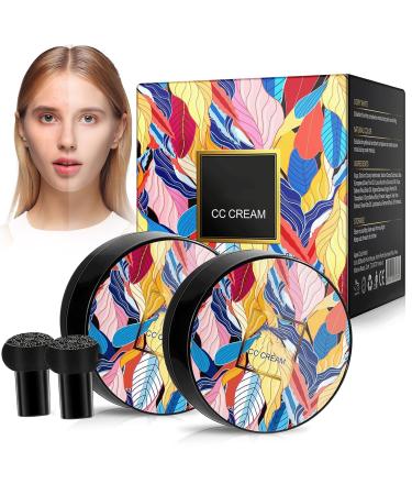 Byandbyair Makeup 2025 New Indicativet Mushroom Head Air Cushion CC Cream Byandbyair Moisturizing Cc Cream Foundation Waterproof Oil Control Full Coverage Foundation (01+02-MIX)