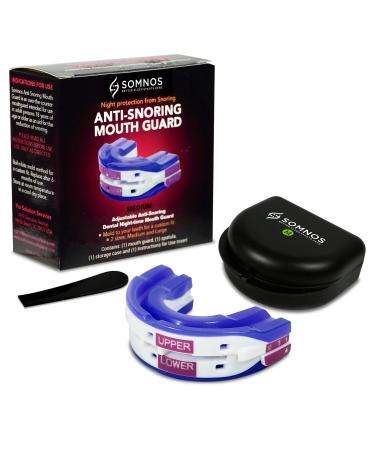 Somnos Anti Snore Mouthguard - Adjustable Sleep Mouth Guard for Snoring - Lightweight Comfortable and Effective for Reducing Snoring - Opens Airway for a Good Night s Sleep - Size Medium