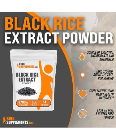 BulkSupplements Black Rice Extract Powder - Gluten-Free Black Rice Supplement 3700mg per Serving 50g (1.8 oz) - Buy Now - Buy Online on GoSupps.com