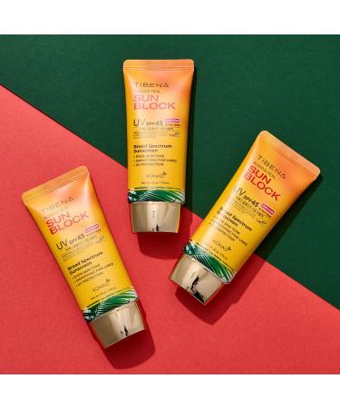 TIBENA Always Real Sun Block SPF 45 Lightweight Korean Face Sunscreen for Daily UV Protection | No White Cast | For Sensitive Oily & Acne-Prone Skin | Non-Greasy Fragrance-Free | 60g - Buy Online on GoSupps.com
