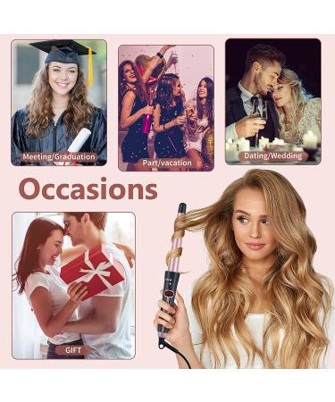 6 in 1 Curling Iron Set with Interchangeable Ceramic Barrels, LCD Temperature Display, Dual Voltage - Heats Up Quickly for Hair Crimping & Waving - Includes Glove & Clips - Buy Online on GoSupps.com