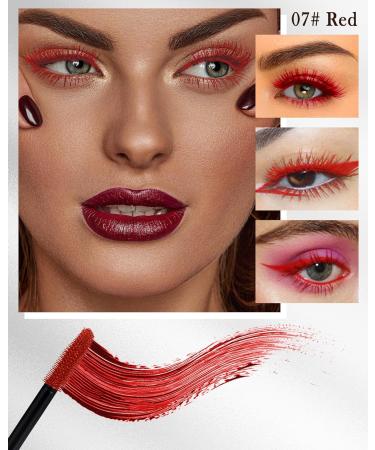 5D Red Mascara Voluminous Waterproof-1Pcs Silk Fiber Tubing Mascara for Eyelashes Volume and Length Curling Eye Lashes Longlasting Smudegproof Colored Mascara Liquid Lash Extensions Mascara for Women 07#Red - Buy Online on GoSupps.com
