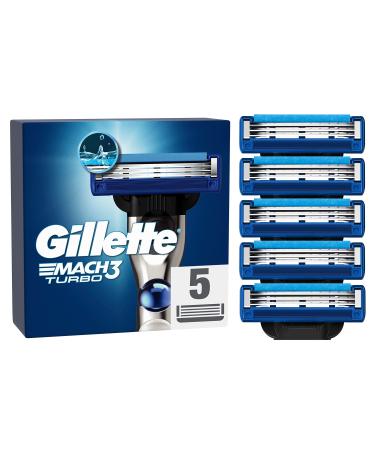 Gillette Mach3 Turbo razor blades for razors 5 replacement blades for wet razors men with 3-fold blade 5 turbo blades