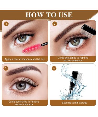 4 PCS Metal Eyelash Comb Set - Professional Stainless Steel Lash Separator & Eyebrow Applicator | Ideal for Mascara & Eyelash Grooming - Buy Online on GoSupps.com