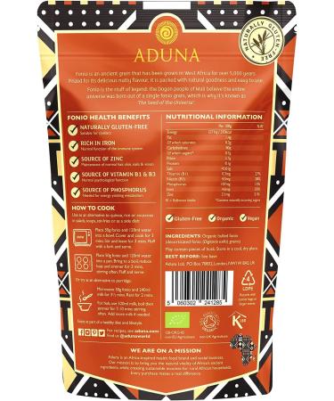 Aduna Organic Fonio Super-Grain - 6 x 250g Packs - Buy Online on GoSupps.com