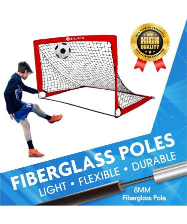 Set of 2 Portable Soccer Goals for Kids | Indoor Pop Up 4'x3' Toddler Soccer Nets with Training Equipment & Cones - Red - Buy Online on GoSupps.com