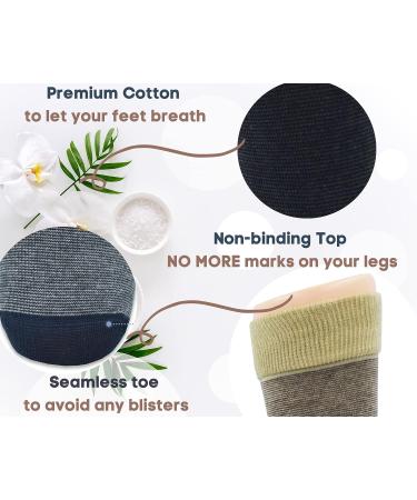 Men's Diabetic Socks 9-12 Dark Striped Premium Cotton Dress Socks 10-13 | Super Soft & Comfortable - Buy Online on GoSupps.com