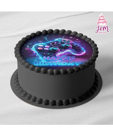J & M Deco Edible Cake Rapers - Gamer Motif Birthday Cake Decoration - 20cm Fondant Dining Paper Tortendeko - Buy Online on GoSupps.com