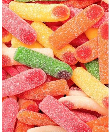  Vidal Vidal Assorted Treats Pica Fingers Rubber Candy with Raspberry Flavour and Pica Trim Pink Yellow Orange and Green Colours 1kg Bag - Buy Online on GoSupps.com