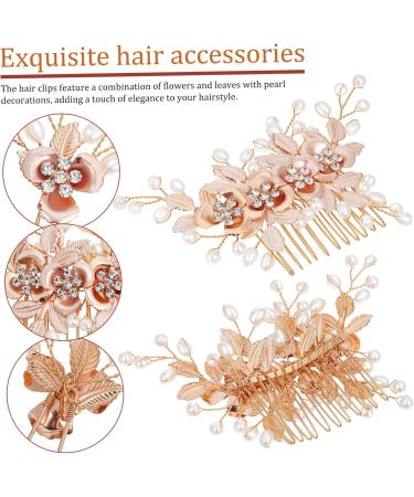 Beaupretty 1 Set Leaf Pearl Hairpin Hair Clips Hair Side Combs Hair Comb Clips Hair Combs for Women Decorative Hair Forks for Buns Hair Accessories Hair Combs and Clips Hairpin Fork - Buy Online on GoSupps.com